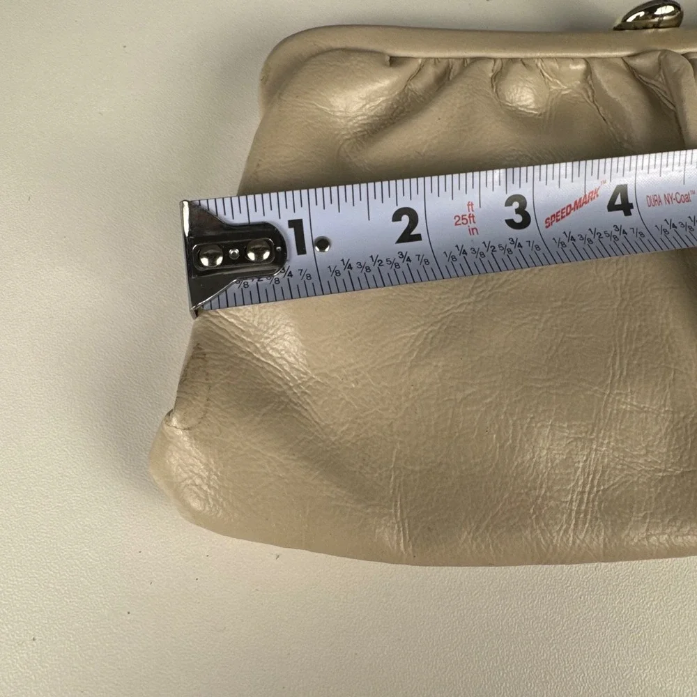 Vintage Cream Slouchy Frame Clutch Bag Evening‎ Pouch Off-White Silver B72Q